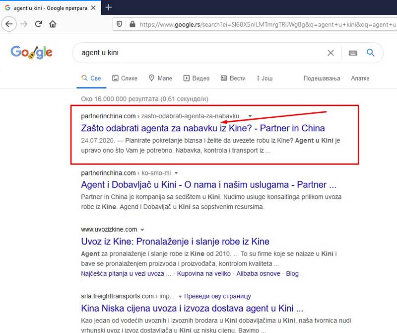SEO optimizacija agent u kini