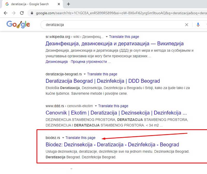 SEO optimizacija deratizacija