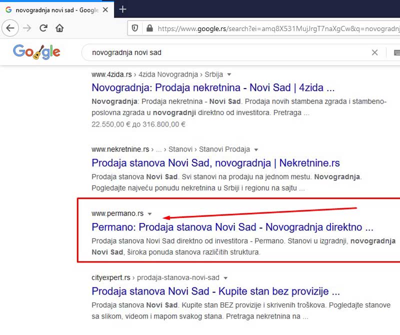 SEO optimizacija Novogradnja Novi Sad