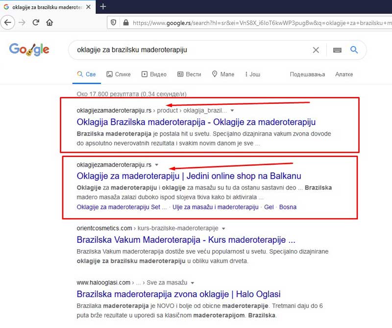 SEO optimizacija Oklagije za brazilsku maderoterapiju