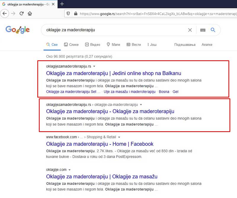 SEO optimizacija Oklagije za maderoterapiju