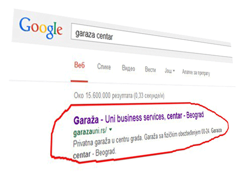 SEO optimizacija sajta garaža Uni