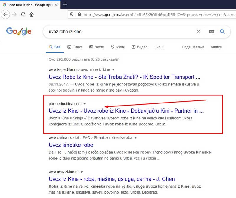 SEO optimizacija uvoz robe iz kine